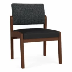 Lesro Lenox Wood Polyurethane Reception Armless Guest Chair In Black/Walnut -CYMAX Sales 2691546 L 1