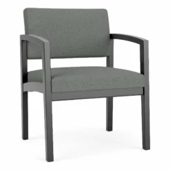 Lesro Lenox Wood Fabric Reception Wide Guest Chair In Gray/Black -CYMAX Sales 2691576 L 1