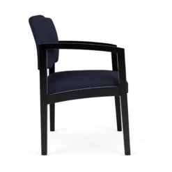 Lesro Lenox Wood Fabric Reception Wide Guest Chair In Navy/Black -CYMAX Sales 2691579 1 L
