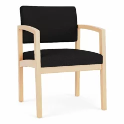 Lesro Lenox Wood Fabric Reception Guest Chair In Open House Black/Natural -CYMAX Sales 2691597 L 1
