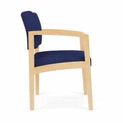 Lesro Lenox Wood Fabric Reception Guest Chair In Open House Navy/Natural -CYMAX Sales 2691598 1 L 3