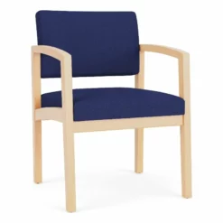 Lesro Lenox Wood Fabric Reception Guest Chair In Open House Navy/Natural -CYMAX Sales 2691598 L 3