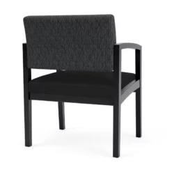 Lesro Lenox Wood Polyurethane Reception Wide Guest Chair In Brown/Black -CYMAX Sales 2691606 2 L