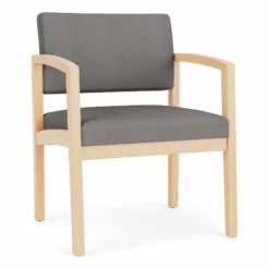 Lesro Lenox Wood Polyurethane Reception Wide Guest Chair In Natural/Gray -CYMAX Sales 2691610 L 1