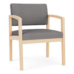 Lesro Lenox Wood Polyurethane Reception Wide Guest Chair In Gray/Natural -CYMAX Sales 2691610 L