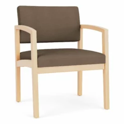Lesro Lenox Wood Polyurethane Reception Wide Guest Chair In Natural/Blue -CYMAX Sales 2691611 L 2