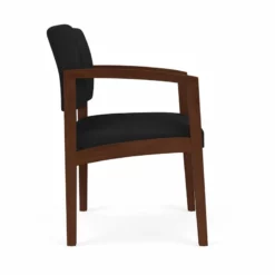 Lesro Lenox Wood Polyurethane Reception Guest Chair In Walnut/Blue -CYMAX Sales 2691629 1 L 1