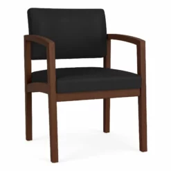 Lesro Lenox Wood Polyurethane Reception Guest Chair In Walnut/Blue -CYMAX Sales 2691629 L 1
