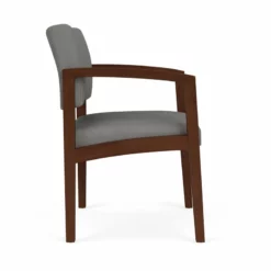 Lesro Lenox Wood Polyurethane Reception Guest Chair In Walnut/Blue -CYMAX Sales 2691630 1 L 1