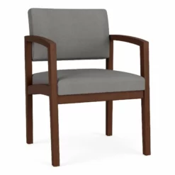 Lesro Lenox Wood Polyurethane Reception Guest Chair In Walnut/Blue -CYMAX Sales 2691630 L 1