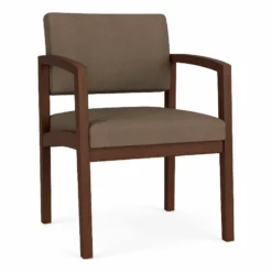 Lesro Lenox Wood Polyurethane Reception Guest Chair In Walnut/Blue -CYMAX Sales 2691631 L 1