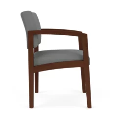 Lesro Lenox Wood Fabric Reception Guest Chair In Asteroid Gray/Walnut -CYMAX Sales 2691632 1 L