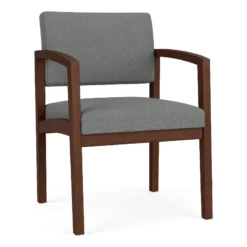 Lesro Lenox Wood Fabric Reception Guest Chair In Asteroid Gray/Walnut -CYMAX Sales 2691632 L