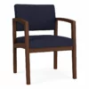 Lesro Lenox Wood Fabric Reception Guest Chair In Cobalt Blue/Walnut