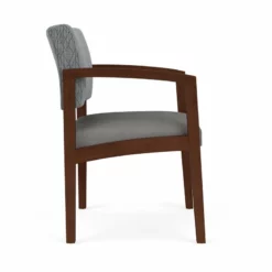 Lesro Lenox Wood Polyurethane Reception Guest Chair In Walnut/Blue -CYMAX Sales 2691636 1 L 1