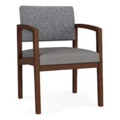 Lesro Lenox Wood Polyurethane Reception Guest Chair In Walnut/Blue -CYMAX Sales 2691636 L 1