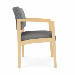 Lesro Lenox Wood Polyurethane Reception Wide Guest Chair In Natural/Gray -CYMAX Sales 2691640 1 L 1