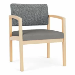 Lesro Lenox Wood Polyurethane Reception Wide Guest Chair In Natural/Gray -CYMAX Sales 2691640 L 1