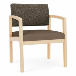 Lesro Lenox Wood Polyurethane Reception Wide Guest Chair In Natural/Brown