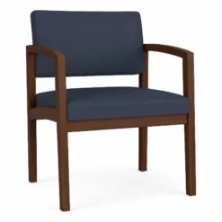 Lesro Lenox Wood Polyurethane Reception Wide Guest Chair In Blue/Walnut -CYMAX Sales 2691644 L 2