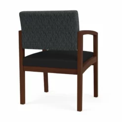 Lesro Lenox Wood Polyurethane Reception Guest Chair In Walnut/Blue -CYMAX Sales 2691662 2 L 1
