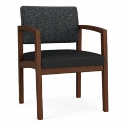 Lesro Lenox Wood Polyurethane Reception Guest Chair In Walnut/Blue -CYMAX Sales 2691662 L 1