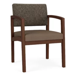 Lesro Lenox Wood Polyurethane Reception Guest Chair In Gray/Walnut