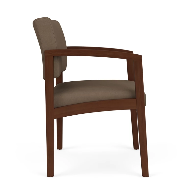 Lesro Lenox Wood Polyurethane Reception Wide Guest Chair In Brown/Walnut 7 Lesro Lenox Wood Polyurethane Reception Wide Guest Chair In Brown/Walnut - Image 5