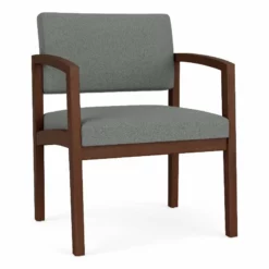 Lesro Lenox Wood Fabric Reception Wide Guest Chair In Gray/Walnut -CYMAX Sales 2691672 L 2