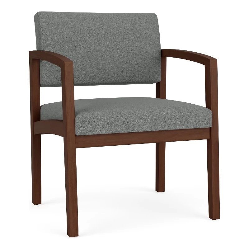 Lesro Lenox Wood Fabric Reception Wide Guest Chair In Black/Walnut 12 Lesro Lenox Wood Fabric Reception Wide Guest Chair In Black/Walnut - Image 10
