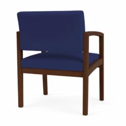 Lesro Lenox Wood Fabric Reception Wide Guest Chair In Navy/Walnut -CYMAX Sales 2691674 2 L 1