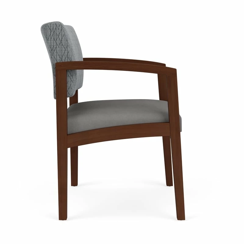 Lesro Lenox Wood Polyurethane Reception Wide Guest Chair In Walnut/Brown 4 Lesro Lenox Wood Polyurethane Reception Wide Guest Chair In Walnut/Brown - Image 2