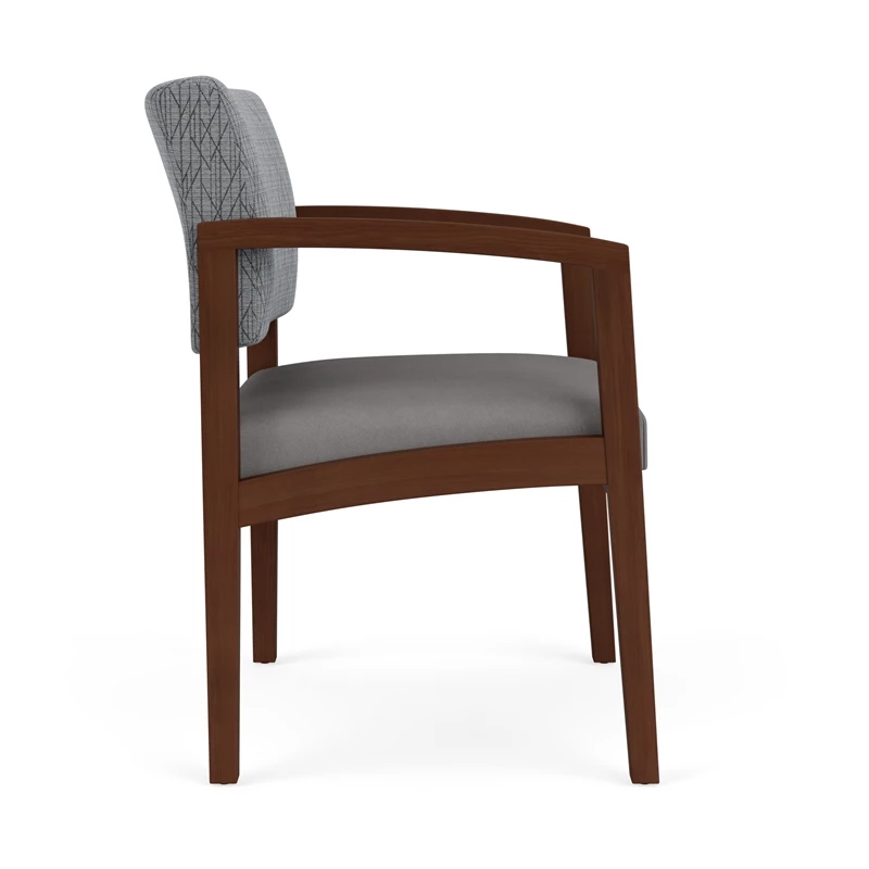Lesro Lenox Wood Polyurethane Reception Wide Guest Chair In Brown/Walnut 4 Lesro Lenox Wood Polyurethane Reception Wide Guest Chair In Brown/Walnut - Image 2