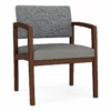 Lesro Lenox Wood Polyurethane Reception Wide Guest Chair In Blue/Walnut -CYMAX Sales 2691676 L 2