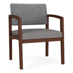 Lesro Lenox Wood Polyurethane Reception Wide Guest Chair In Brown/Walnut