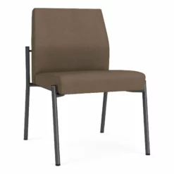 Lesro Mystic Polyurethane/Metal Reception Armless Guest Chair In Charcoal/Blue