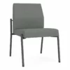 Lesro Mystic Fabric/Metal Reception Armless Guest Chair In Charcoal/Black