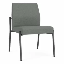 Lesro Mystic Fabric/Metal Reception Armless Guest Chair In Charcoal/Black