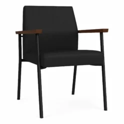 Lesro Mystic Polyurethane/Metal Reception Guest Chair In Black/Brown -CYMAX Sales 2691795 L 2