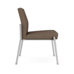 Lesro Mystic Metal/Polyurethane Reception Armless Guest Chair In Silver/Brown 35 Lesro Mystic Metal/Polyurethane Reception Armless Guest Chair In Silver/Brown -CYMAX Sales 2691801 1 L