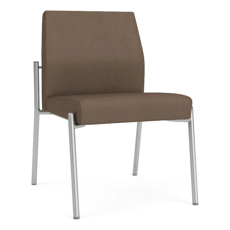 Lesro Mystic Metal/Polyurethane Reception Armless Guest Chair In Silver/Brown 15 Lesro Mystic Metal/Polyurethane Reception Armless Guest Chair In Silver/Brown - Image 13