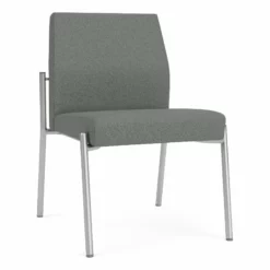 Lesro Mystic Fabric/Metal Reception Armless Guest Chair In Silver/Black -CYMAX Sales 2691802 L 3