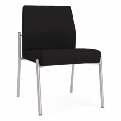 Lesro Mystic Fabric/Metal Reception Armless Guest Chair In Silver/Black -CYMAX Sales 2691803 L 3