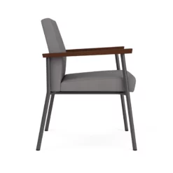 Lesro Mystic Polyurethane/Metal Reception Guest Chair In Charcoal/Brown 38 Lesro Mystic Polyurethane/Metal Reception Guest Chair In Charcoal/Brown -CYMAX Sales 2691856 1 L