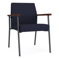 Lesro Mystic Fabric/Metal Reception Guest Chair In Charcoal/Blue