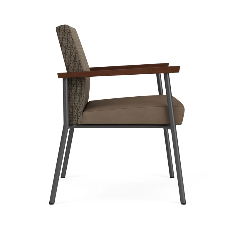 Lesro Mystic Polyurethane/Metal Reception Guest Chair In Charcoal/Brown 4 Lesro Mystic Polyurethane/Metal Reception Guest Chair In Charcoal/Brown - Image 2