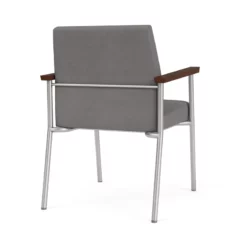 Lesro Mystic Polyurethane/Metal Reception Guest Chair In Silver/Black -CYMAX Sales 2691892 2 L
