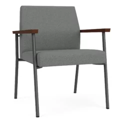 Lesro Mystic Fabric/Metal Reception WideGuest Chair In Charcoal/Navy -CYMAX Sales 2691898 L