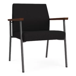 Lesro Mystic Fabric/Metal Reception WideGuest Chair In Charcoal/Navy -CYMAX Sales 2691899 L