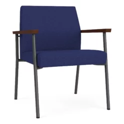 Lesro Mystic Fabric/Metal Reception WideGuest Chair In Charcoal/Navy -CYMAX Sales 2691900 L